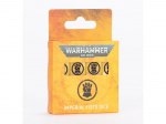 Warhammer 40,000 Imperial Fists kauliukai, 16 vnt., perlamutriniai geltoni 16 mm