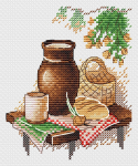 Žavingas siuvinėjimo kryželiu rinkinys &bdquo;Paprasti pietūs&ldquo; 13&times;11 cm