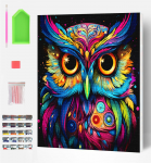 SPLAT PLANET deimantinė mozaika &bdquo;Pelėda&ldquo; 30&times;40 cm &ndash; drobės rinkinys pakabinimui