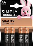 Duracell Simply AA &scaron;arminės baterijos, 4 vnt., ilgo veikimo
