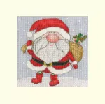 Siuvinėjimo kryželiu rinkinys-atvirukas &bdquo;Jolly Santa&ldquo;, 10x10 cm