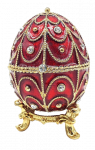 Prabangi Faberg&eacute; stiliaus papuo&scaron;alų dėžutė, raudonai auksinė, su kristalais