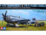 Tamiya P-47D Thunderbolt &bdquo;Bubbletop&ldquo; + 4x4 lengvas visureigis, 1/48 rinkinys