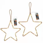 Metalinė pakabinama Kalėdų žvaigždė su LED lemputėmis, 25 cm