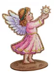 Siuvinėjimo kryželiu rinkinys ant medinio pagrindo &bdquo;Angelas&ldquo; 15x12x8 cm
