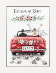 Siuvinėjimo kryželiu rinkinys Aine &bdquo;Just Married&ldquo; &ndash; jaunavedžių automobilis