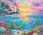 Siuvinėjimo kryželiu rinkinys &bdquo;Delfinų rojus&ldquo; 29x24 cm
