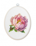 Counted Cross Stitch Kit with Hoop Included &rsquo;&rsquo;Rozella&rsquo;&rsquo; Peony 12x12cm SBC206