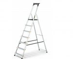 Buitinės kopėčios DRABEST ALD7 PRO 150 kg,  vienpusės su lentyna, 7  pakopų (DR-AL-D7-PRO-Ż+CZ+P )