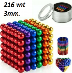 Spalvoti magnetiniai rutuliukai dėlionė 216vnt. 3mm SU DĖŽUTE