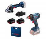 Įrankių rinkinys Bosch 0615990N1U (GDX 180-LI + GWS 180-LI); 18V; 2x4,0 Ah akum.