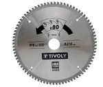Pjovimo diskas metalui Tivoly XT50514004465; 216 mm; Z80; 3&deg;
