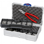 Antgalių presavimo replės Knipex 979005; 180 mm + priedai