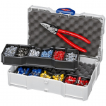 Antgalių presavimo replės Knipex 979006; 180 mm + priedai