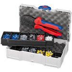 Antgalių presavimo replės Knipex 979023; 220 mm + priedai
