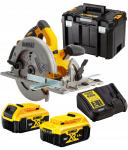 Akumuliatorinis diskinis pjūklas DeWalt DCS572P2-QW; 18 V; 2x5,0 Ah akum.