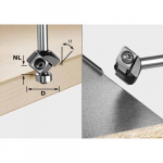 Nuožulnų/briaunų freza su keičiamais peiliukais Festool HW 27/55 mm su guoliu