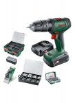 Smūginis suktuvas-gręžtuvas Bosch Universal Impact 18 V; 18 V; 2x1,5 Ah akum. + priedai