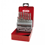 Grąžtų metalui rinkinys RUKO 214214LI; DIN338; HSS-G; 19 vnt.