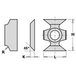 Obliaus peilis CMT 790.160.00; 16x22x5 mm; 45&deg;; HW-HC; 1 vnt.