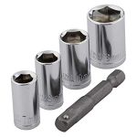 Galvučių komplektas Wolfcraft; 7-13 mm; 1/4''; 4 vnt.