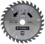 Pjovimo diskas medienai Tivoly XT50514004440; 160x1,5x20 mm; Z30