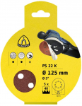 &Scaron;lif. popierius eksc. &scaron;lifuokliui Klingspor; PS 22 K; GLS 5; 125 mm; K40/80/120; 5 vnt.