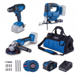 Įrankių rinkinys Scheppach C-JAD-Set L (C-JS220-X + C-AG125-X + C-DD45-X); 20 V; 1x4,0 Ah akum.