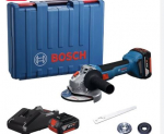 Akumuliatorinis kampinis &scaron;lifuoklis Bosch GWS 18V-8 Professional; 125 mm; 18 V; 2x4,0 Ah akum.; su lagaminu
