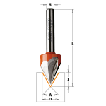 V formos griovelių freza CMT; S=1/4''; D=12,7 mm