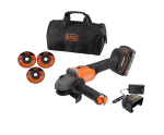 Akumuliatorinis kampinis &scaron;lifuoklis Black & Decker BCG6L8D1S-QW; 18 V; 115 mm; 1x2,0 Ah akum.
