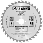 Pjovimo diskas medienai CMT 291; 210x2,8x30; Z36; 15&deg;