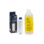 Priežiūros rinkinys DeLonghi kavos aparatams (nukalkinimo skystis + DLSC002 (5513292811) vandens filtras)