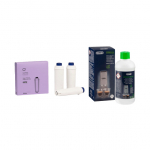 Priežiūros rinkinys DeLonghi kavos aparatams (DLSC500 nukalkinimo skystis + DLSC002 (5513292811) vandens filtras x 3)