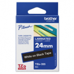 OEM lipni juostelė Brother TZe-355, 24mm x 8m, balta ant juodos
