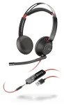 POLY Blackwire 5220 Laisvų rankų įranga Vielinis Su lankeliu Skambučiai / muzika USB A tipo Juoda, Raudona