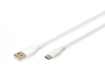 Silikoninis USB-A į USB-C maitinimo kabelis, USB 2.0 60W, 0,5m baltas