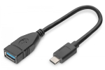 Digitus AK-300315-001-S USB kabelis USB 3.2 Gen 1 (3.1 Gen 1) 0,15 m USB C USB A Juoda