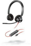 POLY Blackwire 3320 Laisvų rankų įranga Vielinis Su lankeliu Biuras / skambučių centras C tipo USB Juoda, Raudona
