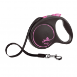 Automatinis pavadėlis Flexi Black Design S juosta 5m 15kg, Rožinė