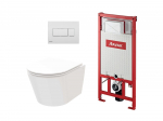 WC komplektas Ravak SETWC3 - WC Flow RimOff set, pakabinamas ant sienos, baltas