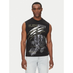 Plein Sport Tank top mar&scaron;kinėliai SAEC MTK8007 STE001N Juoda Regular Fit
