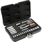 Galvučių su terk&scaron;le rinkinys Yato, 6.3 mm (1/4"), 25 vnt.