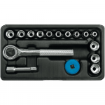 Galvučių su terk&scaron;le rinkinys Vorel, 6.3 mm (1/4"), 16 vnt.