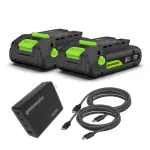 Dviejų 2.0Ah akumuliatorių ir 140W kroviklio komplektas USB-C 24V 2X2.0Ah +140W K2D4DEAA1, GREENWORKS