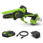 Mini &scaron;akų genėt uvas 24V BL 10cm (2.0Ah + kroviklis ir krep&scaron;ys) CS1032GA2, GREENWORKS