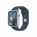 Apple Apple Watch Series 9 GPS 45mm Silver Aluminium Case with Storm Blue Sport Band - S/M Apple