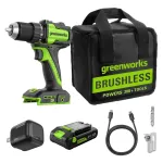 Suktuvas-gręžtuvas 45 Nm 24V BL DD345A1 (2Ah + kroviklis + krep&scaron;ys), GREENWORKS