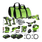 10vnt įrankių rinkinys CK3101A1 (2 krep&scaron;iai + 1X2.0Ah + 2X4Ah + 65W USB kroviklis), GREENWORKS