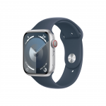 Apple Watch Series&nbsp;9 GPS + Cellular 45mm Silver Aluminium Case with Storm Blue Sport Band - M/L Apple